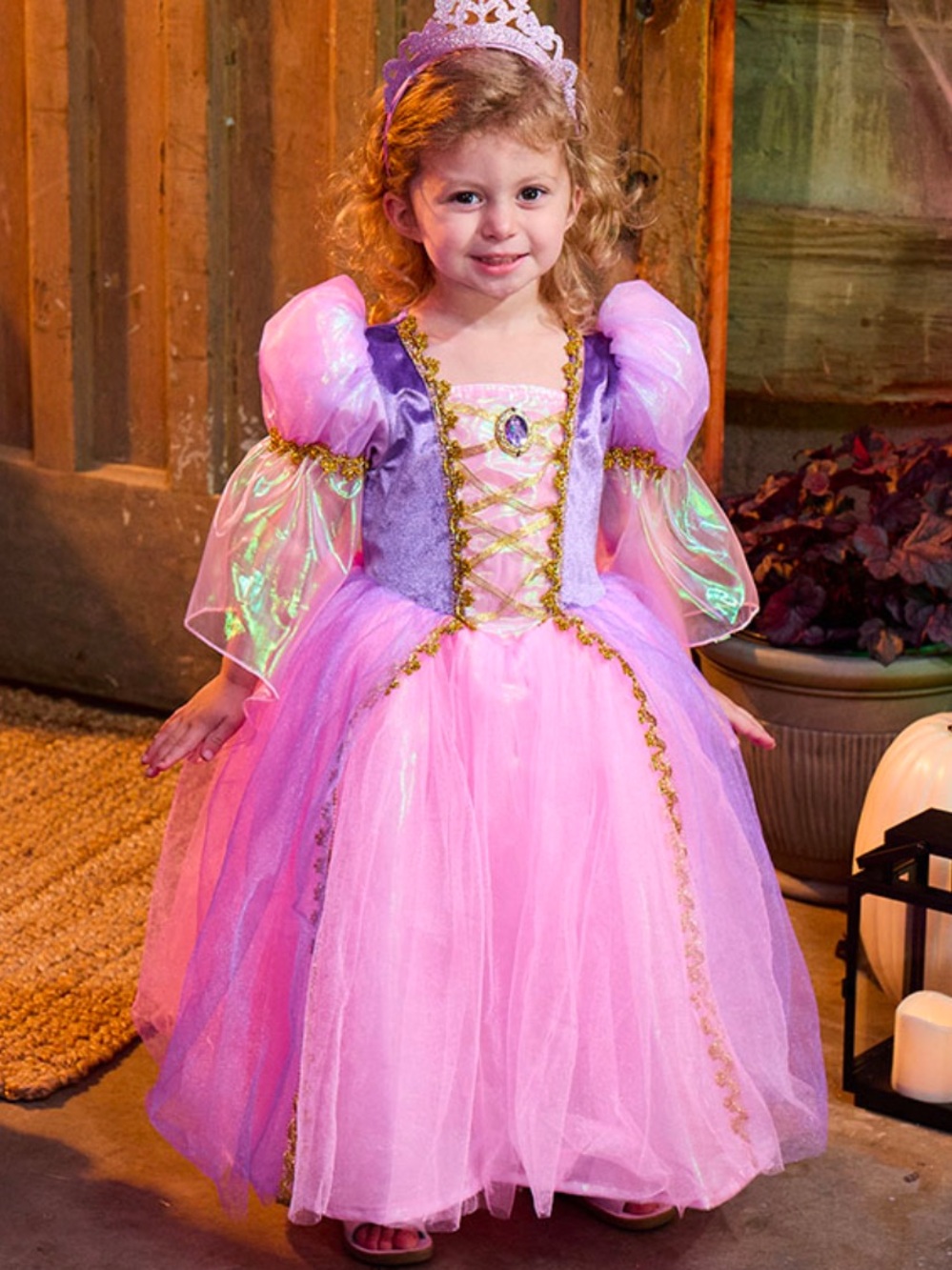 Girls Pink Princess Rapunzel Costume Halloween Dress up 4/5